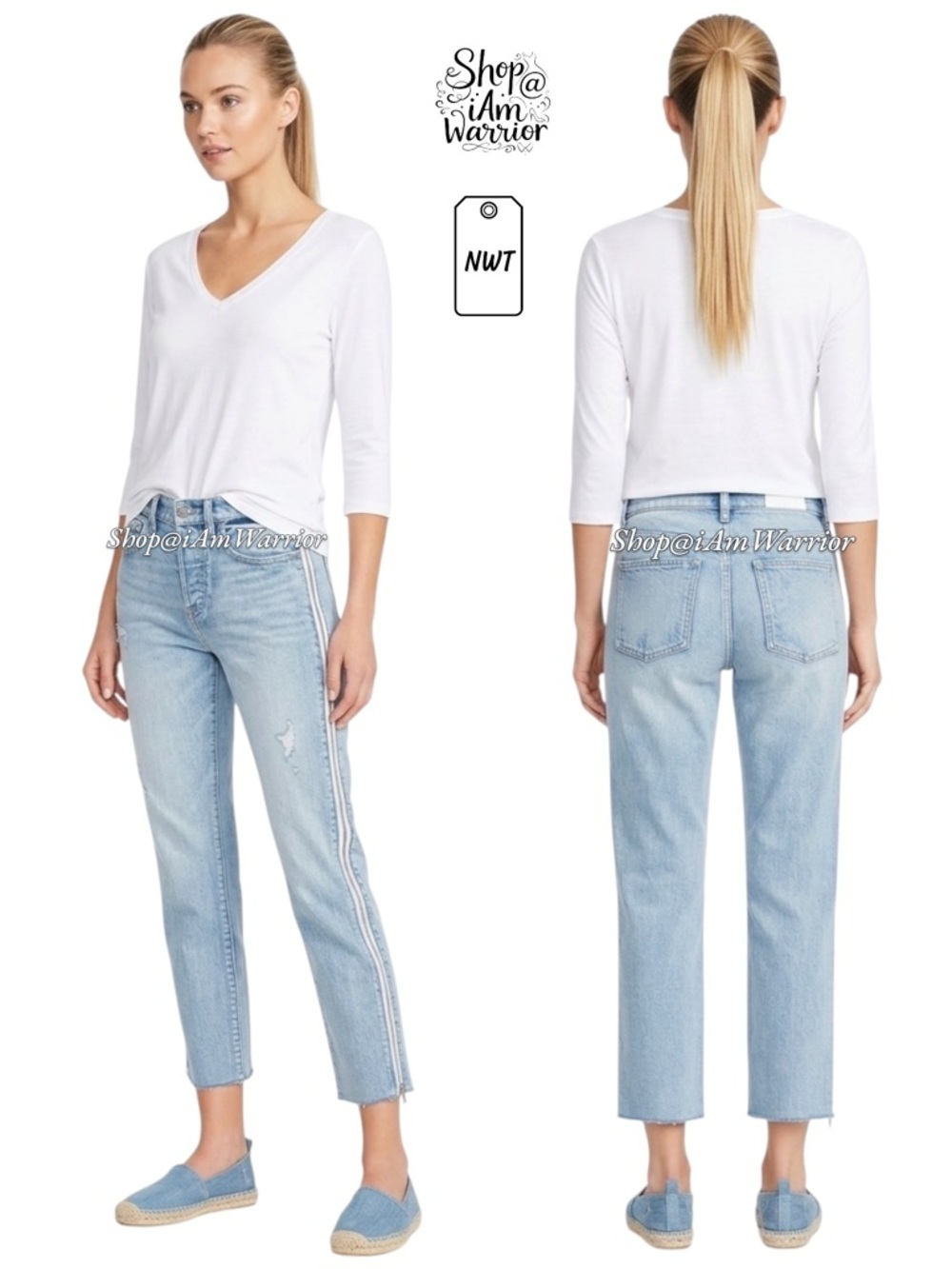 Pistola NWT high rise light wash side zipper raw hem jeans *shop@iamwarrior